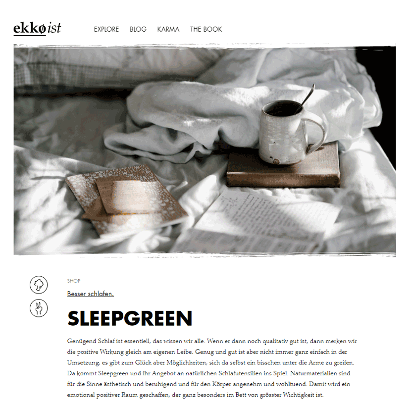 «Besser schlafen» – sleepgreen auf ekkoist.com